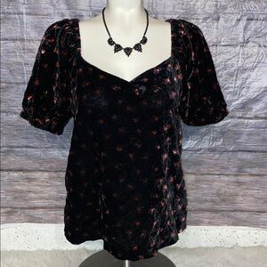 LOFT Floral Print Velour Dressy Top